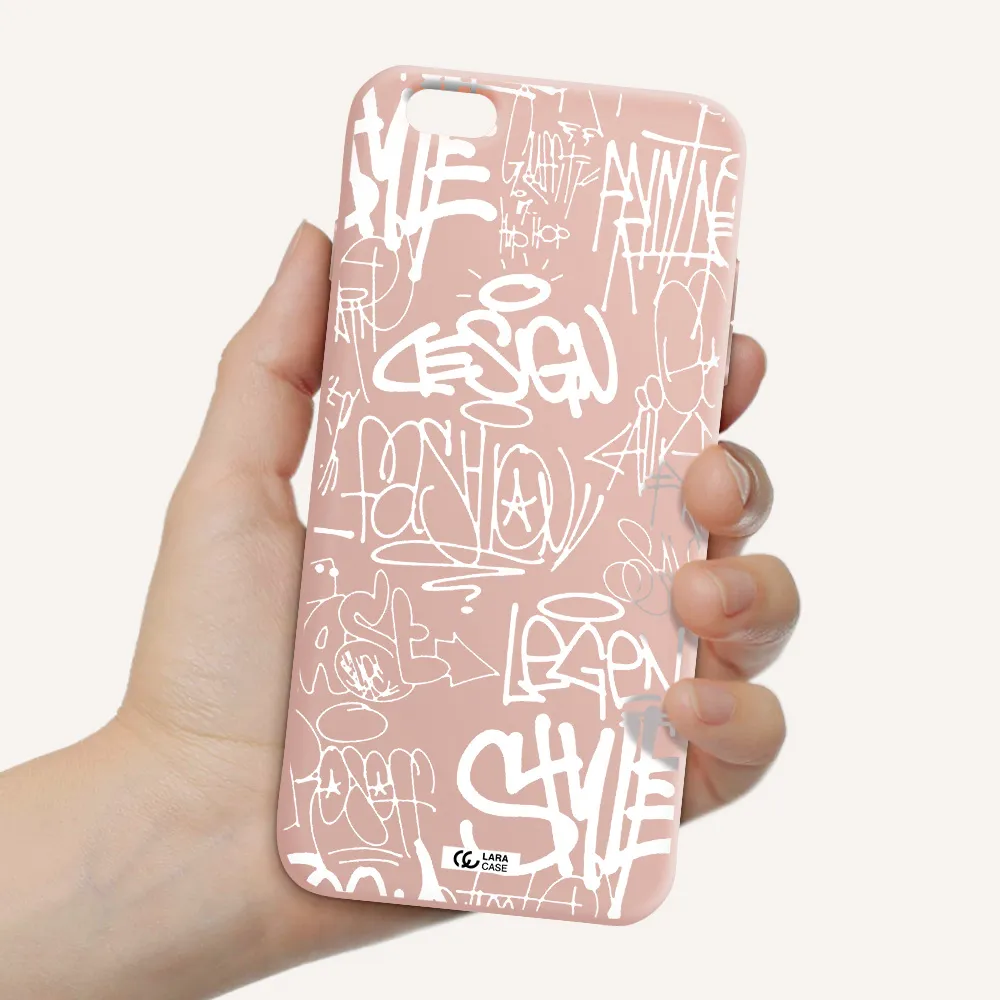 a white background with black and white clouds Apple iPhone 6 plus Silicone pastel pink Case