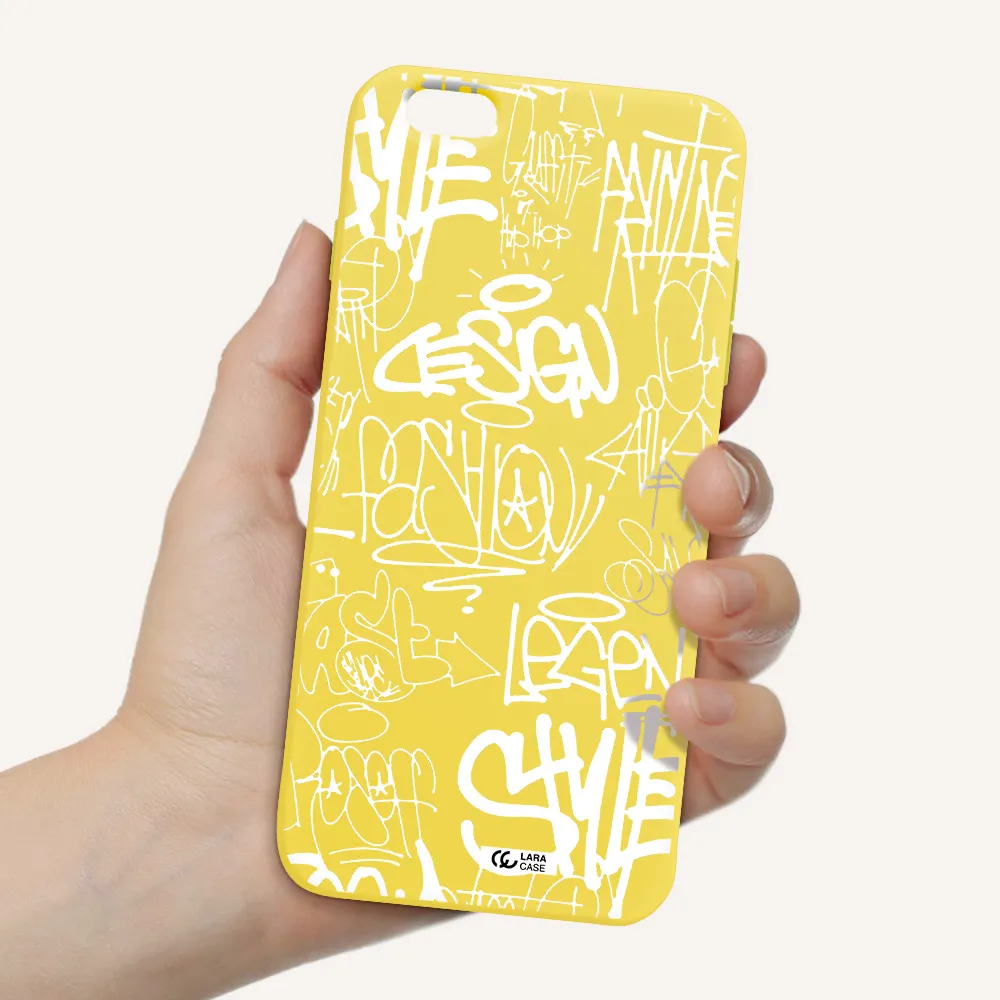 a white background with black and white clouds Apple iPhone 6 s plus Silicone canary yellow Case