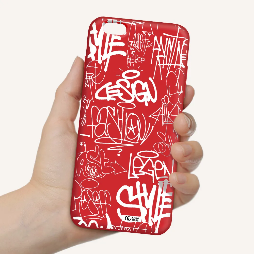 a white background with black and white clouds Apple iPhone 6 s plus Silicone Imperial Red Case