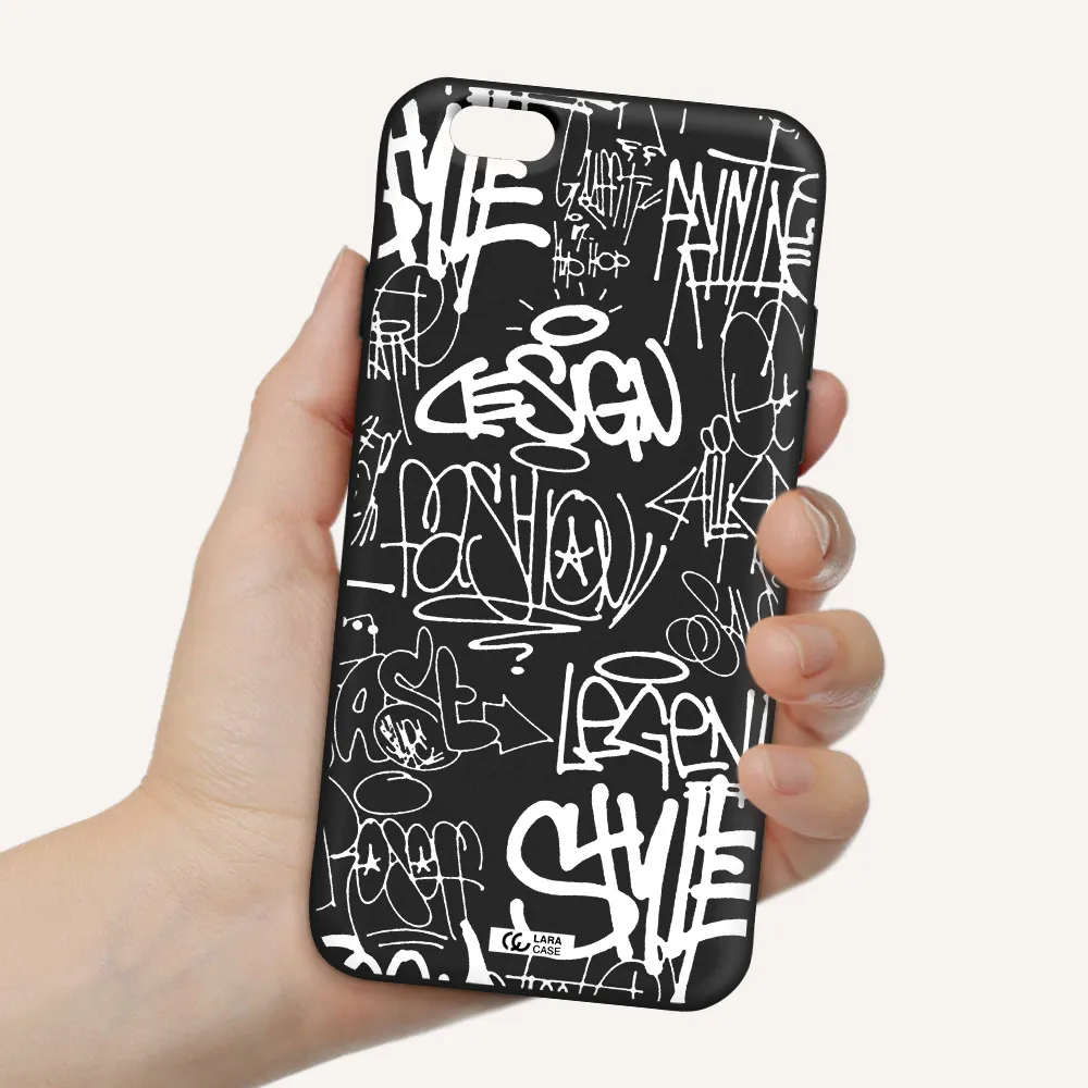 a white background with black and white clouds Apple iPhone 6 Silicone black Case