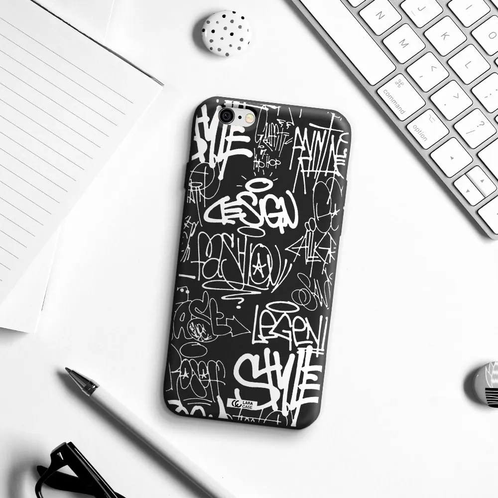 a white background with black and white clouds Apple iPhone 6 Silicone black Case