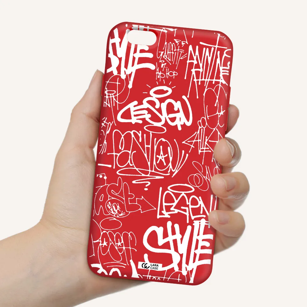 a white background with black and white clouds Apple iPhone 6 Silicone Imperial Red Case