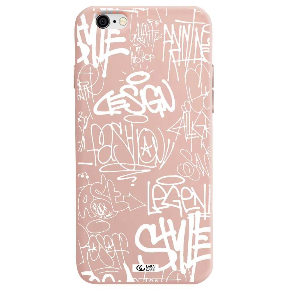 a white background with black and white clouds Apple iPhone 6 Silicone pastel pink Case