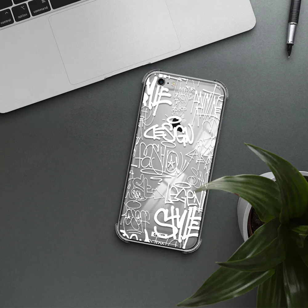 a white background with black and white clouds Apple iPhone 6S Clear PC Case