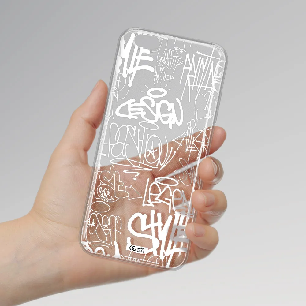 a white background with black and white clouds Apple iPhone 6S Clear TPU Case