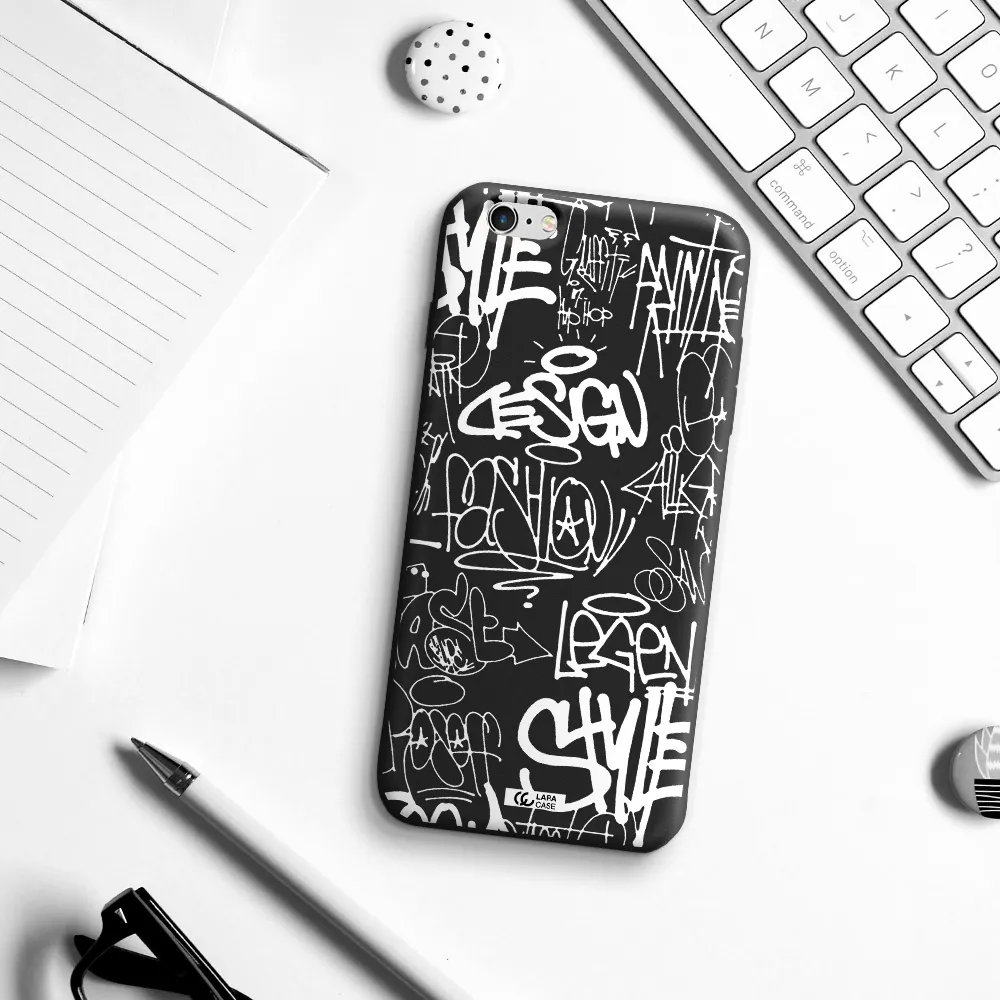 a white background with black and white clouds Apple iPhone 6S Silicone black Case