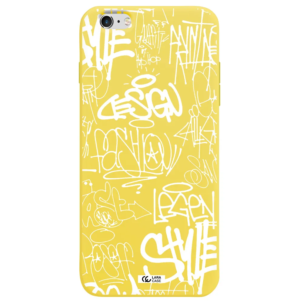 a white background with black and white clouds Apple iPhone 6S Silicone canary yellow Case