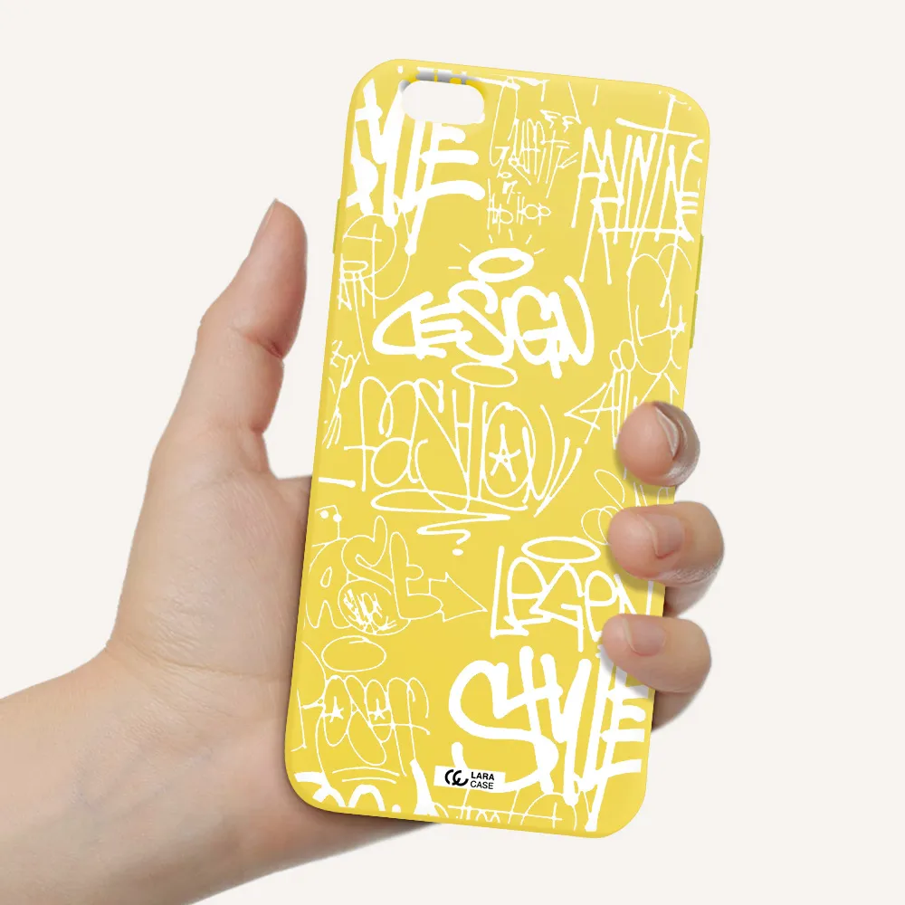 a white background with black and white clouds Apple iPhone 6S Silicone canary yellow Case