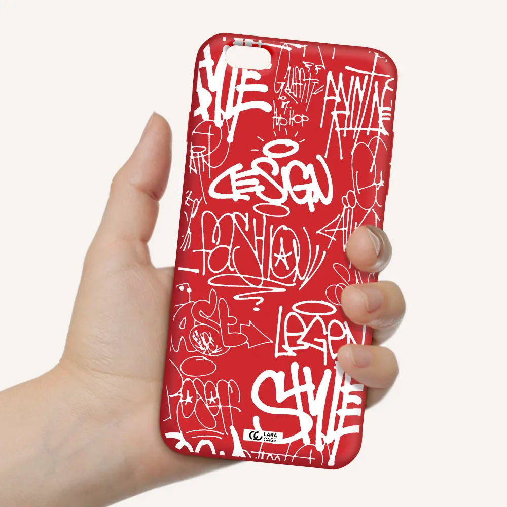 a white background with black and white clouds Apple iPhone 6S Silicone Imperial Red Case