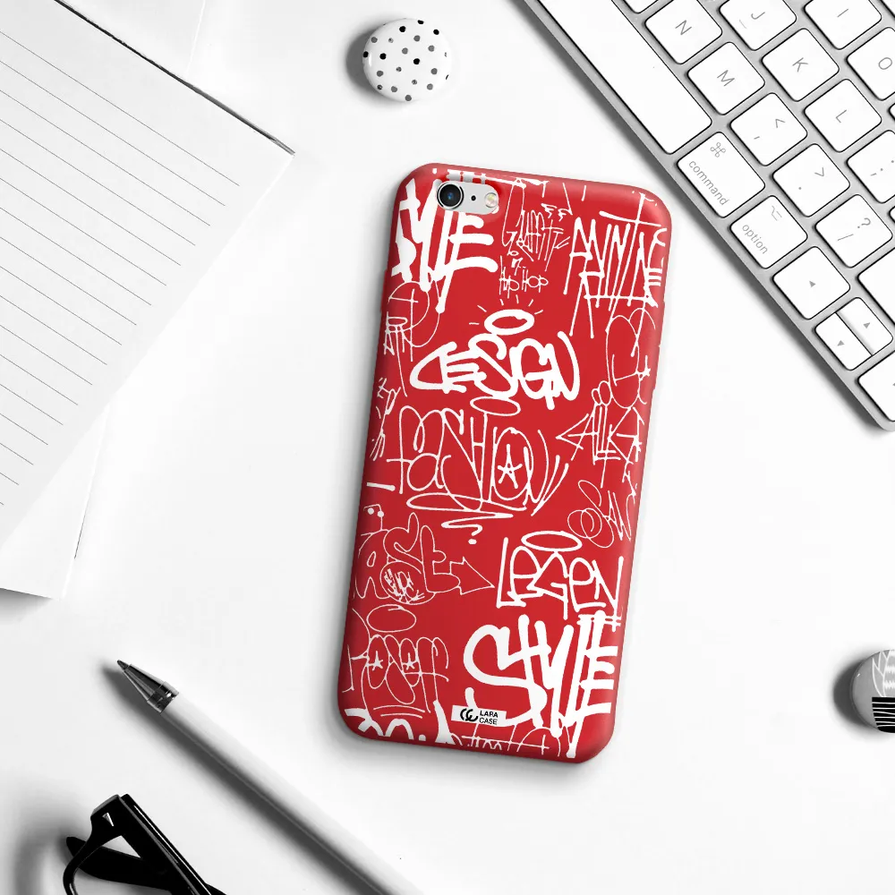 a white background with black and white clouds Apple iPhone 6S Silicone Imperial Red Case