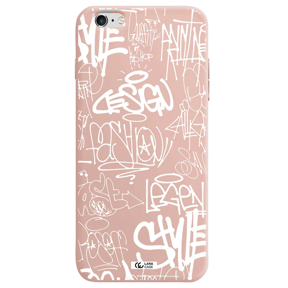 a white background with black and white clouds Apple iPhone 6S Silicone pastel pink Case