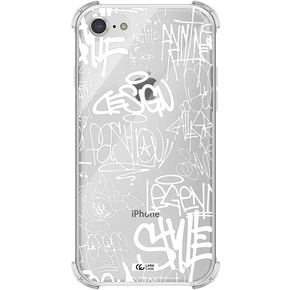 a white background with black and white clouds Apple iPhone 7 Clear PC Case