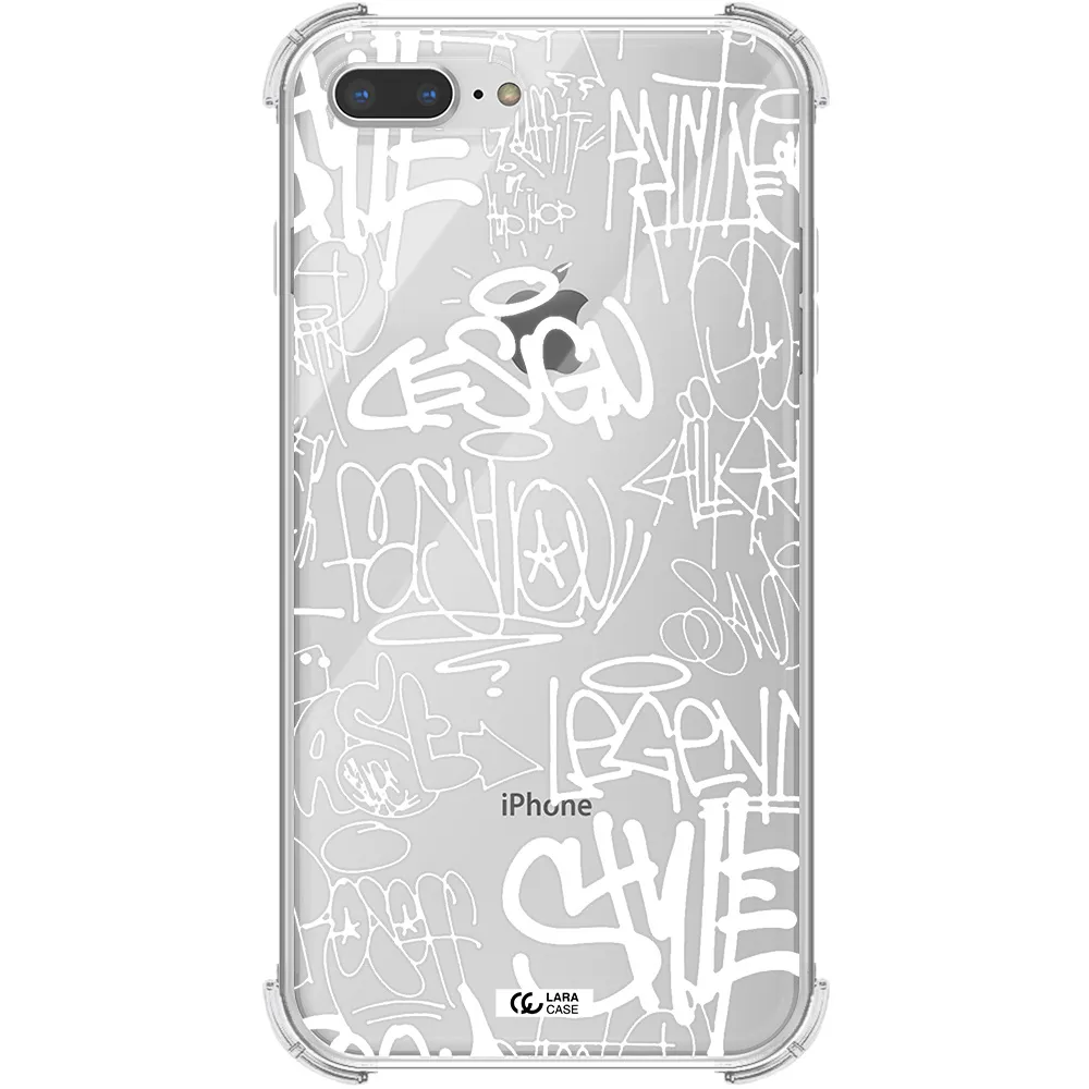 a white background with black and white clouds Apple iPhone 7 plus Clear PC Case