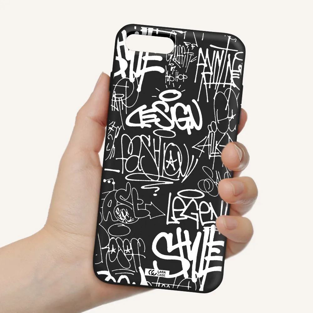 a white background with black and white clouds Apple iPhone 7 plus Silicone black Case