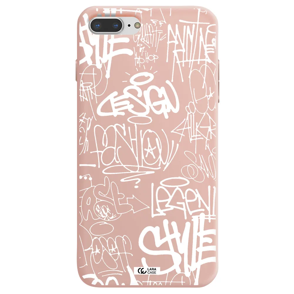 a white background with black and white clouds Apple iPhone 7 plus Silicone pastel pink Case