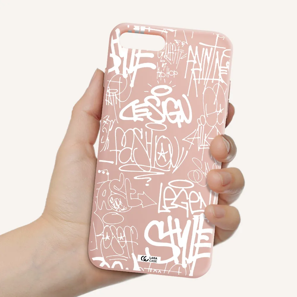 a white background with black and white clouds Apple iPhone 7 plus Silicone pastel pink Case