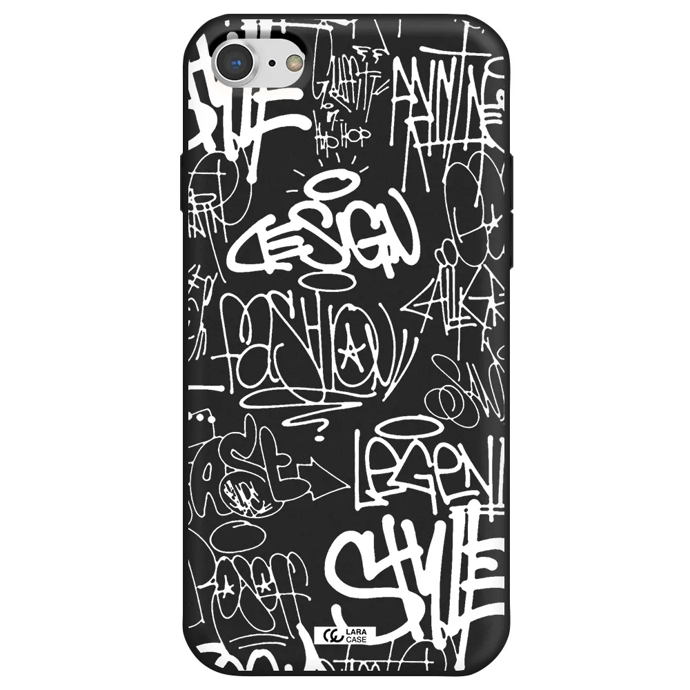 a white background with black and white clouds Apple iPhone 7 Silicone black Case