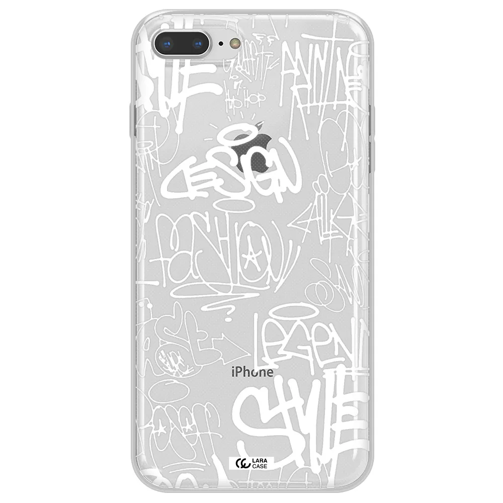 a white background with black and white clouds Apple iPhone 8 plus Clear TPU Case