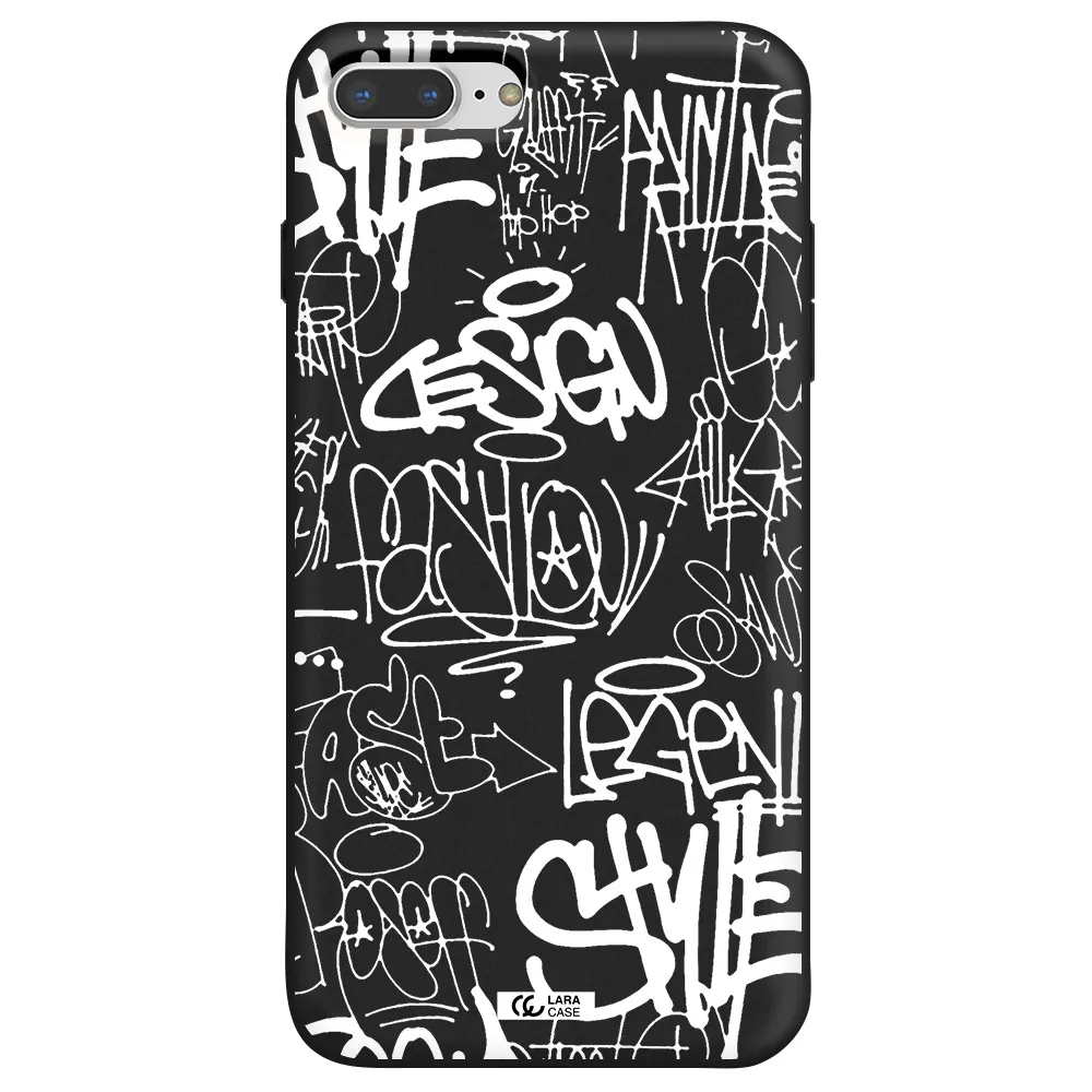 a white background with black and white clouds Apple iPhone 8 plus Silicone black Case