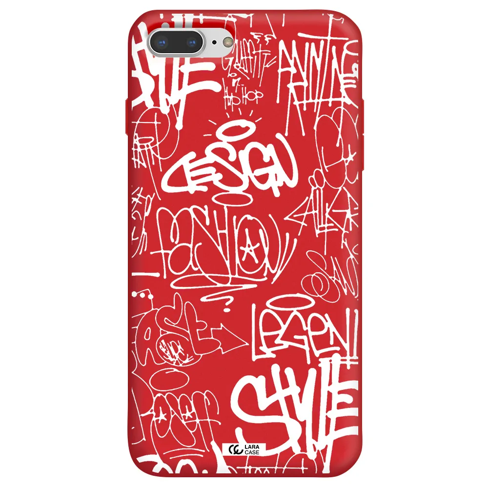 a white background with black and white clouds Apple iPhone 8 plus Silicone Imperial Red Case