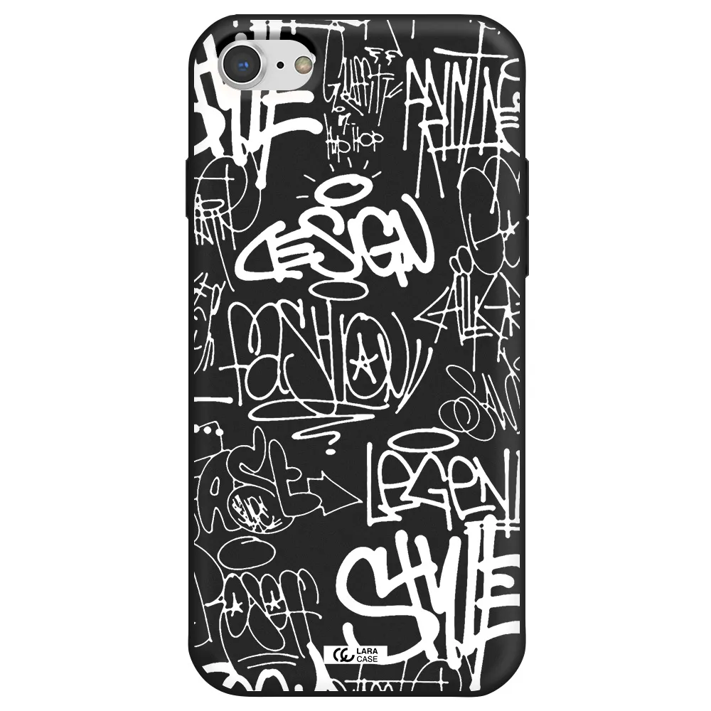 a white background with black and white clouds Apple iPhone 8 Silicone black Case