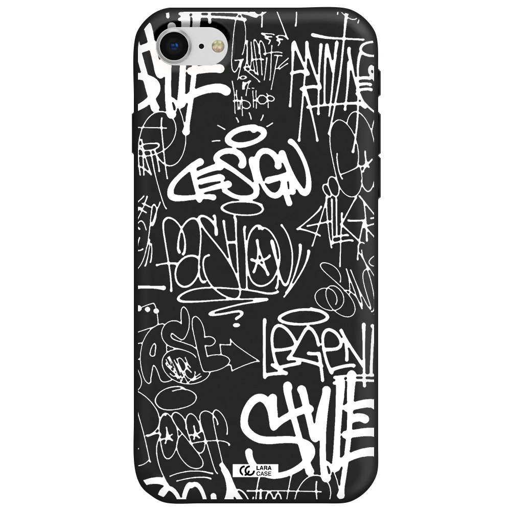 a white background with black and white clouds Apple iPhone se 2020 Silicone black Case