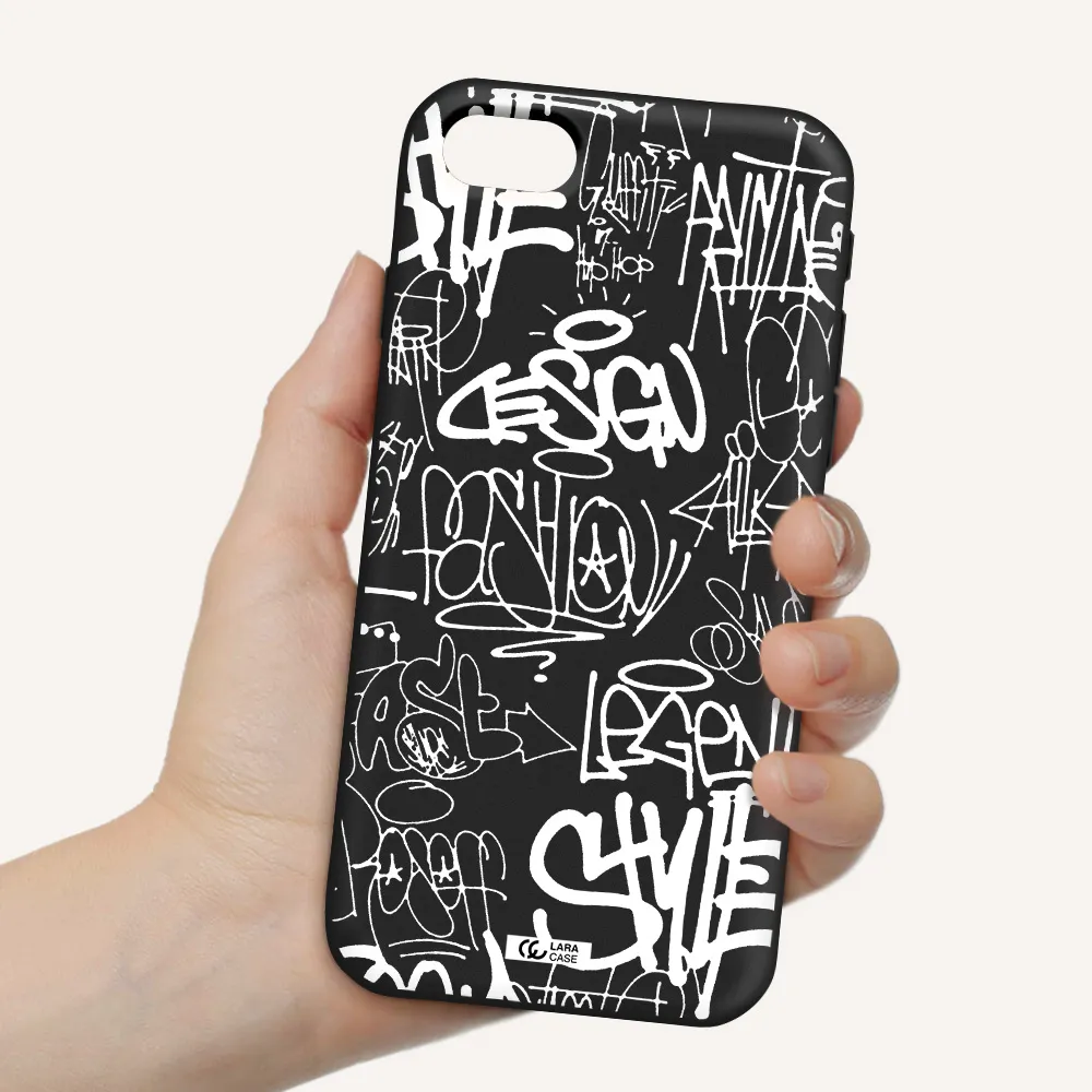 a white background with black and white clouds Apple iPhone se 2020 Silicone black Case