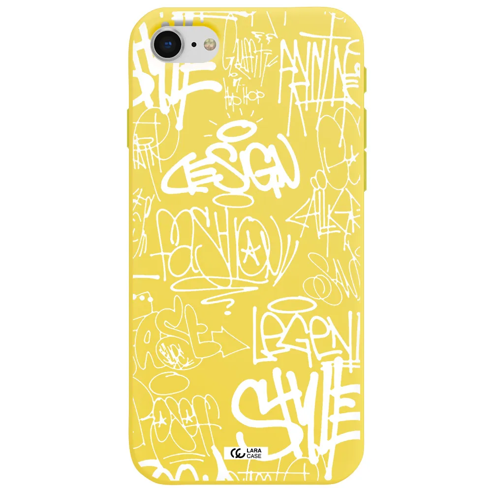 a white background with black and white clouds Apple iPhone se 2020 Silicone canary yellow Case