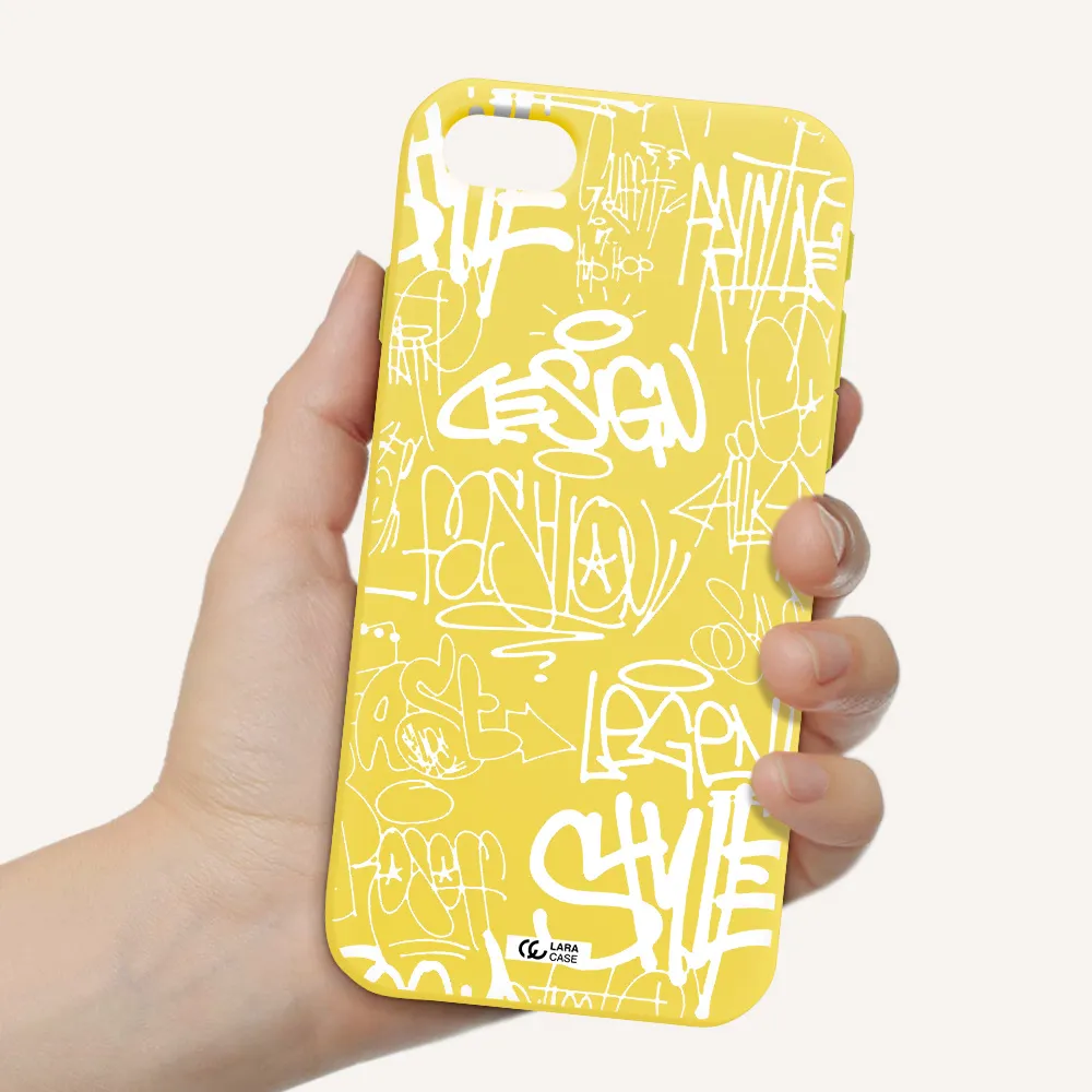 a white background with black and white clouds Apple iPhone se 2020 Silicone canary yellow Case