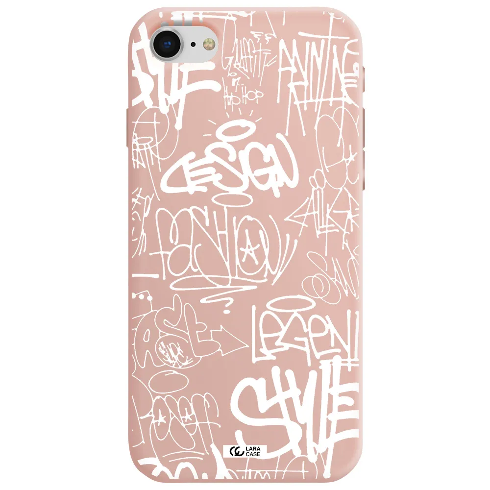 a white background with black and white clouds Apple iPhone se 2020 Silicone pastel pink Case