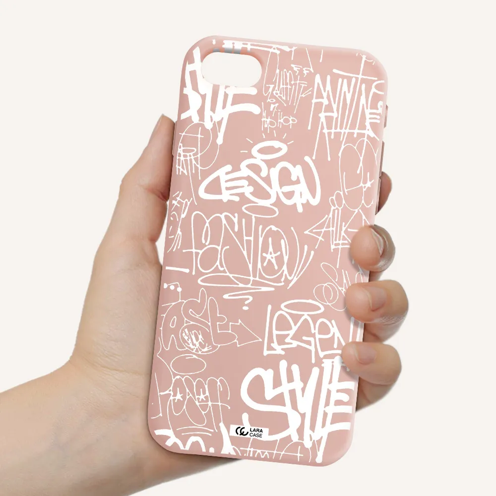 a white background with black and white clouds Apple iPhone se 2020 Silicone pastel pink Case