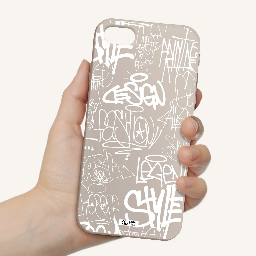 a white background with black and white clouds Apple iPhone se 2020 Silicone Stone Case