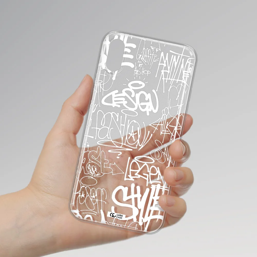 a white background with black and white clouds Apple iPhone X Clear TPU Case