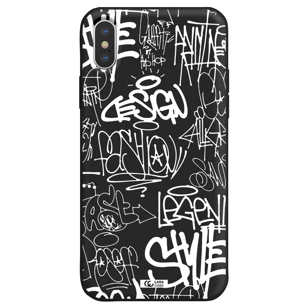 a white background with black and white clouds Apple iPhone X Silicone black Case