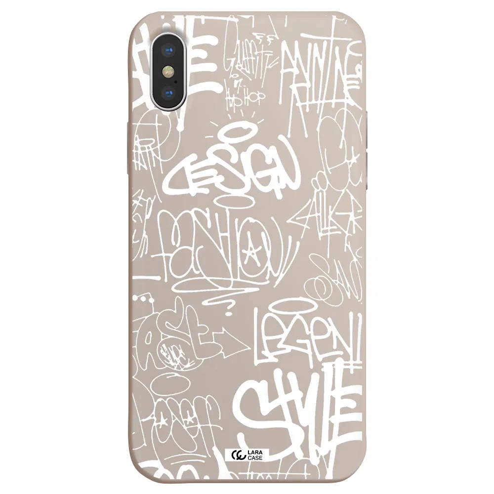 a white background with black and white clouds Apple iPhone X Silicone Stone Case