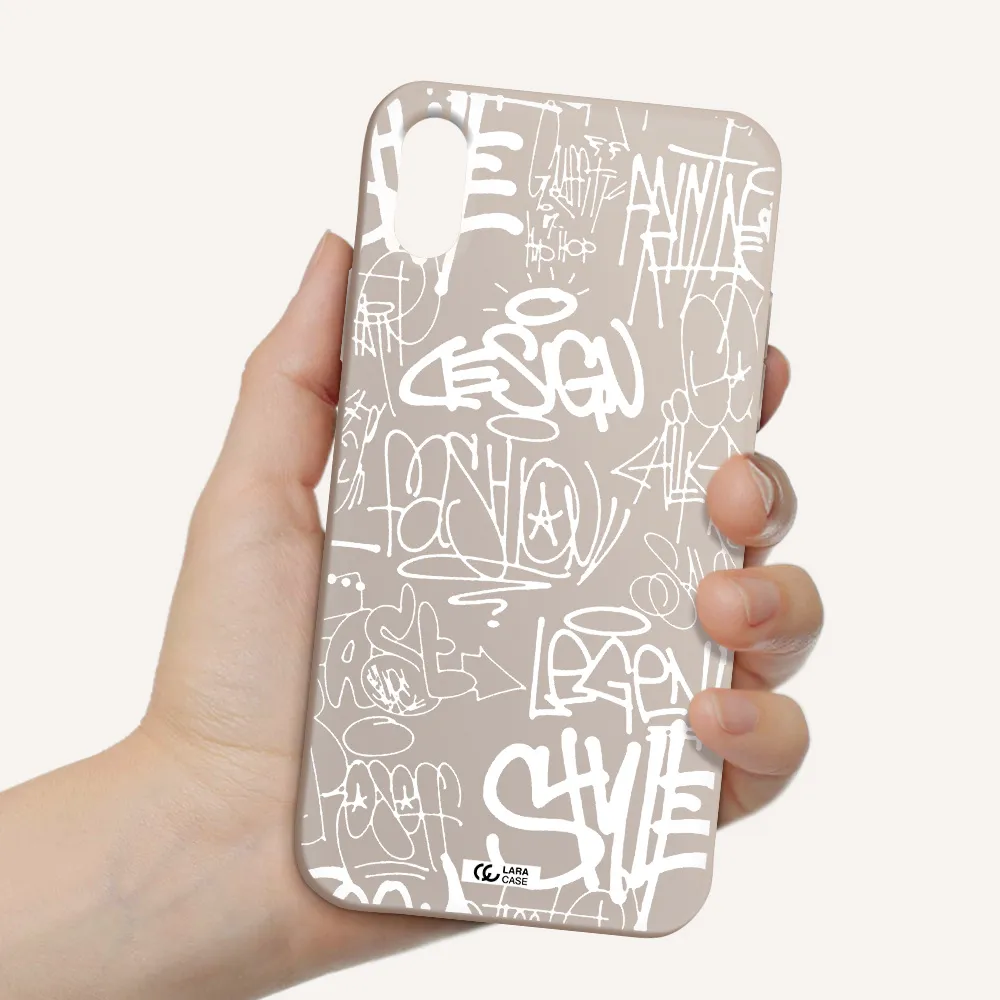 a white background with black and white clouds Apple iPhone XS Silicone Stone Case