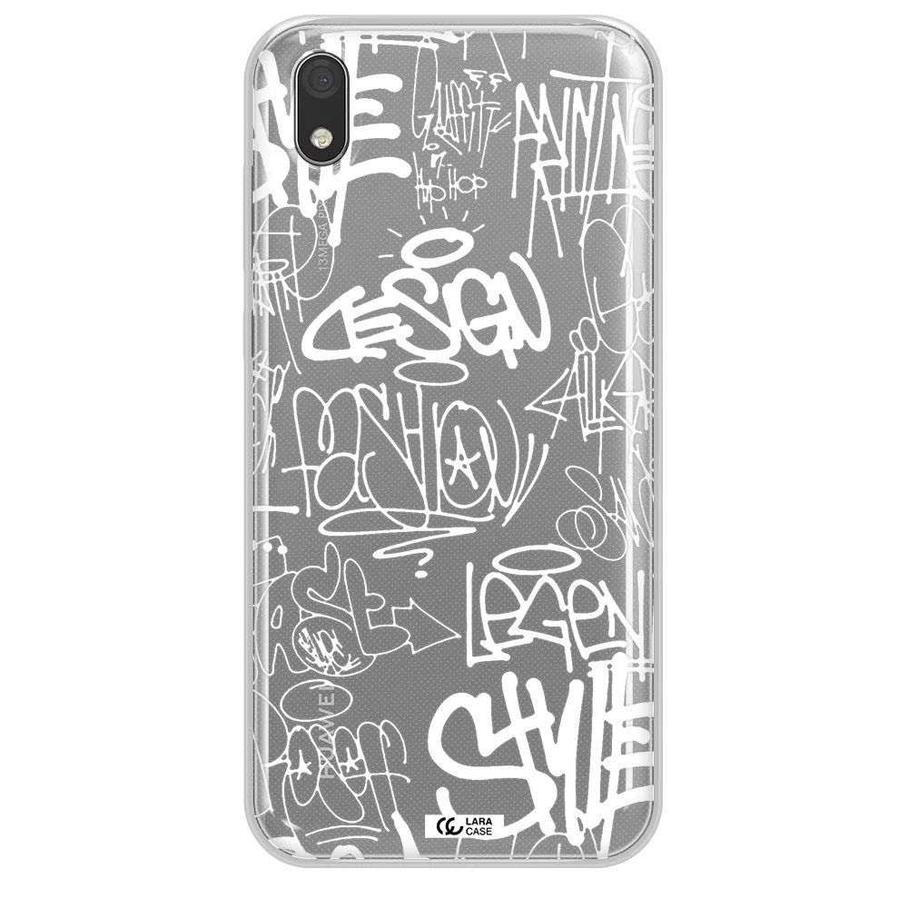 a white background with black and white clouds Huawei Honor 8S Clear TPU Case