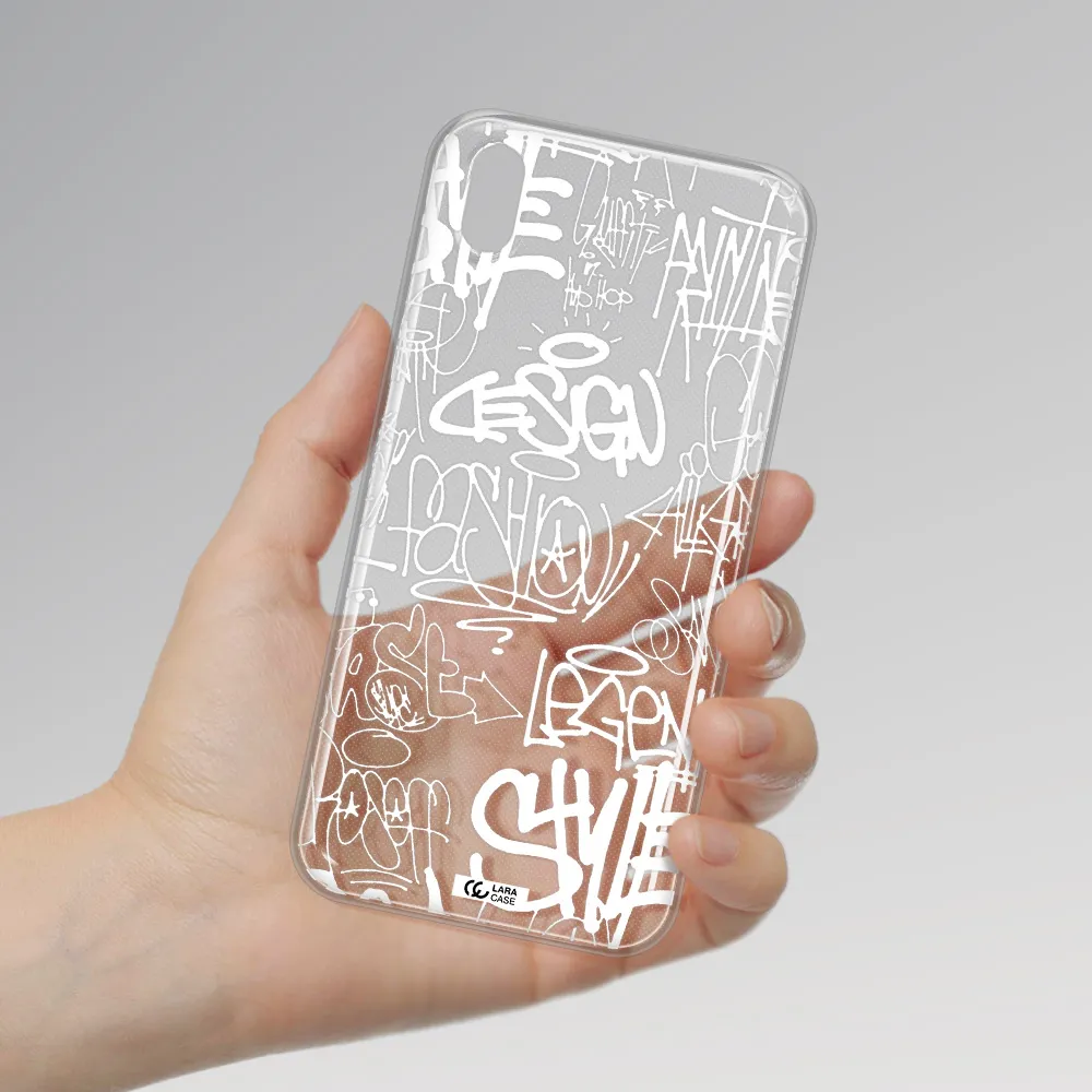 a white background with black and white clouds Huawei Honor 8S Clear TPU Case