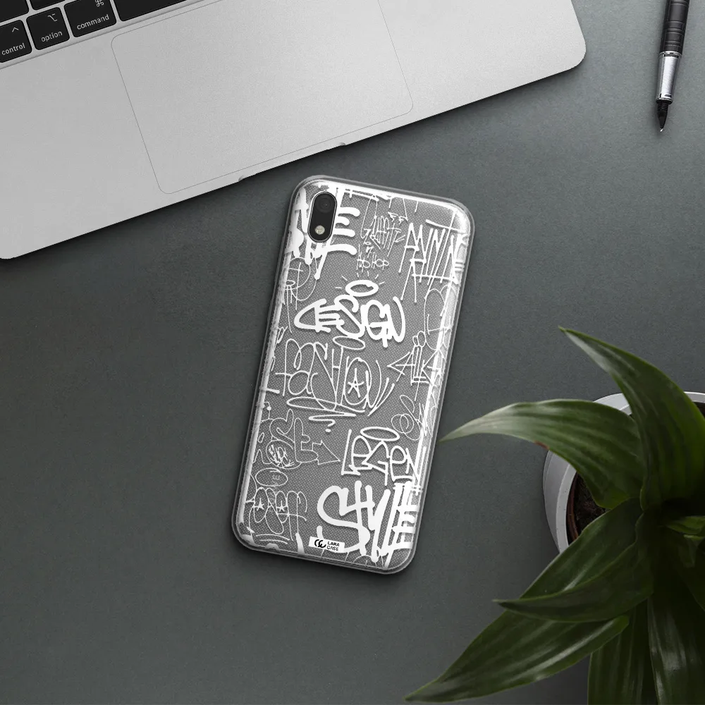 a white background with black and white clouds Huawei Honor 8S Clear TPU Case