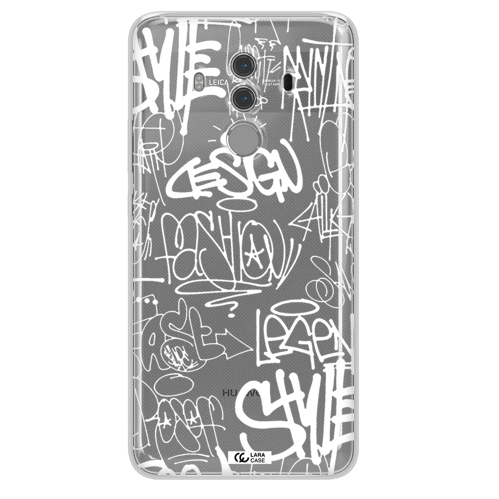 a white background with black and white clouds Huawei Mate 10 Pro Clear TPU Case