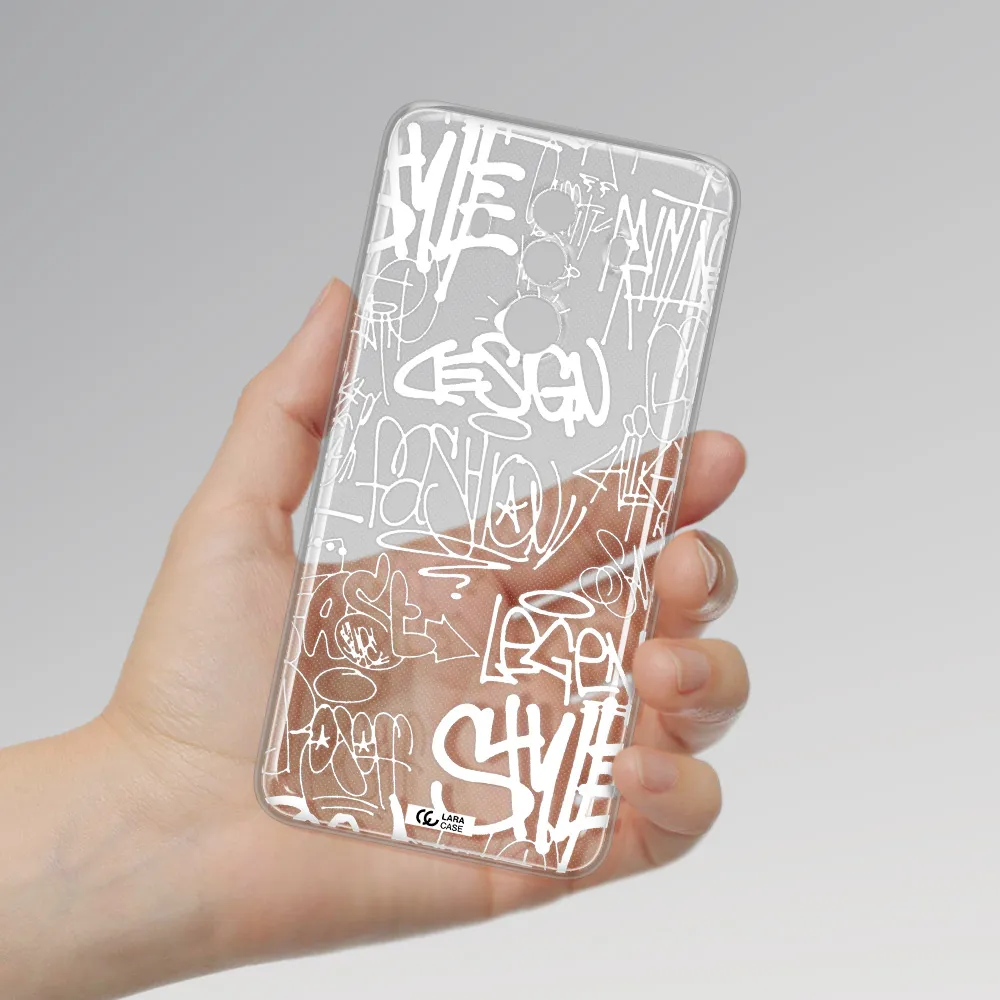 a white background with black and white clouds Huawei Mate 10 Pro Clear TPU Case