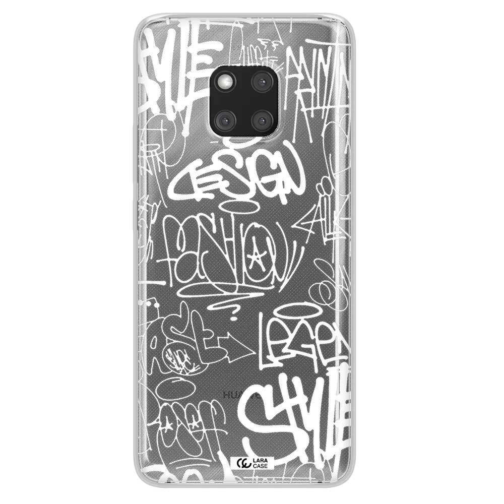 a white background with black and white clouds Huawei Mate 20 Pro Clear TPU Case