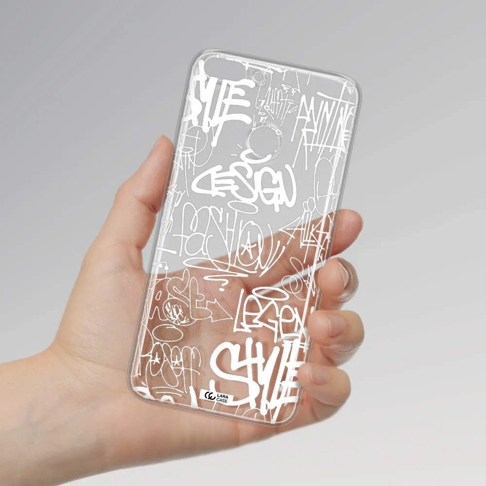 a white background with black and white clouds Huawei P Smart 2017 Clear TPU Case