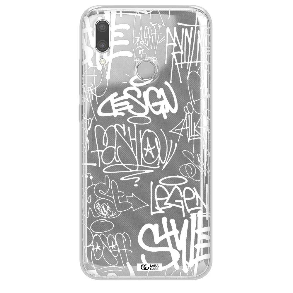 a white background with black and white clouds Huawei P Smart 2019 Clear TPU Case