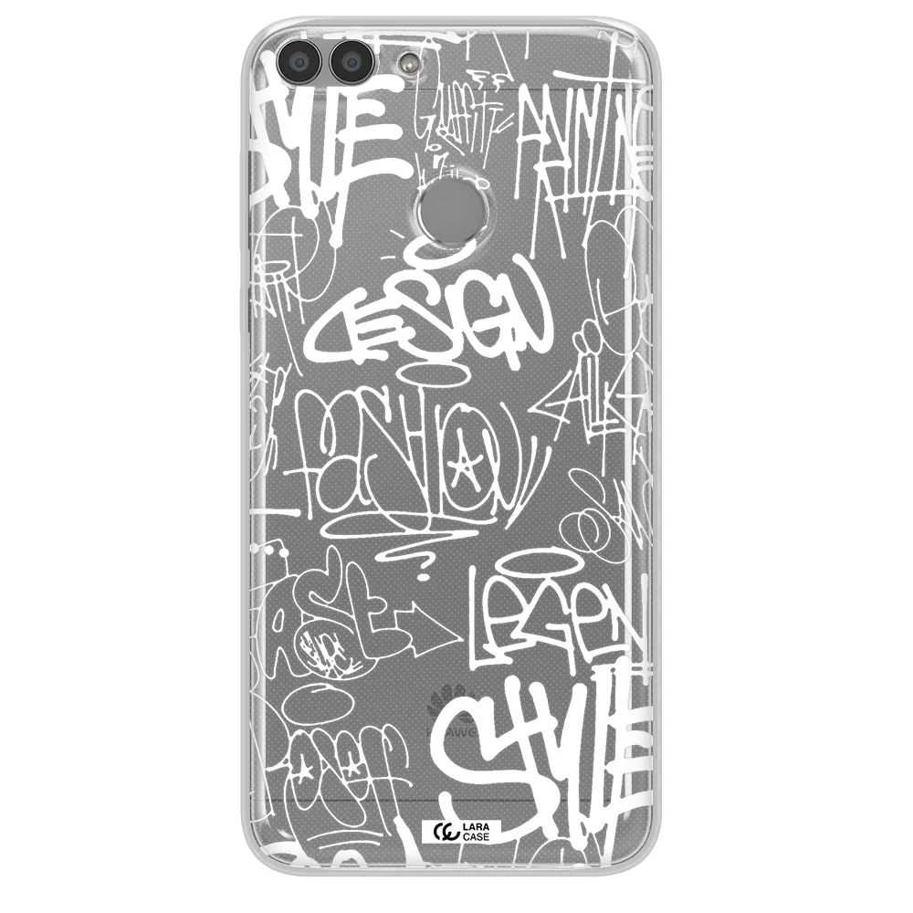 a white background with black and white clouds Huawei P Smart Clear TPU Case