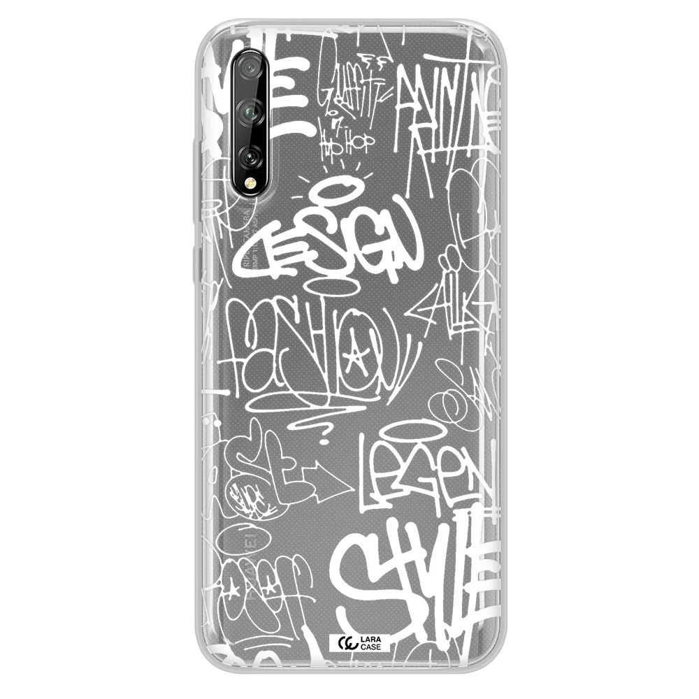 a white background with black and white clouds Huawei P Smart S Clear TPU Case