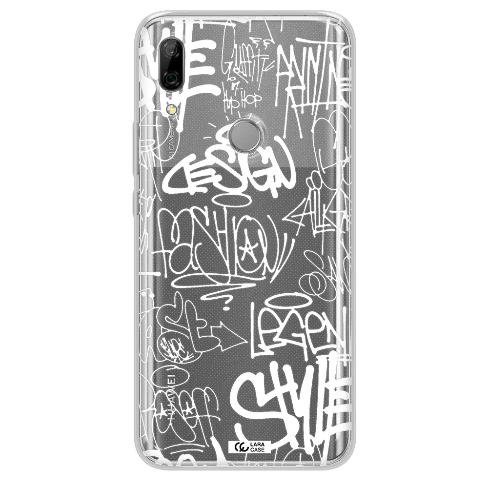 a white background with black and white clouds Huawei P Smart Z Clear TPU Case