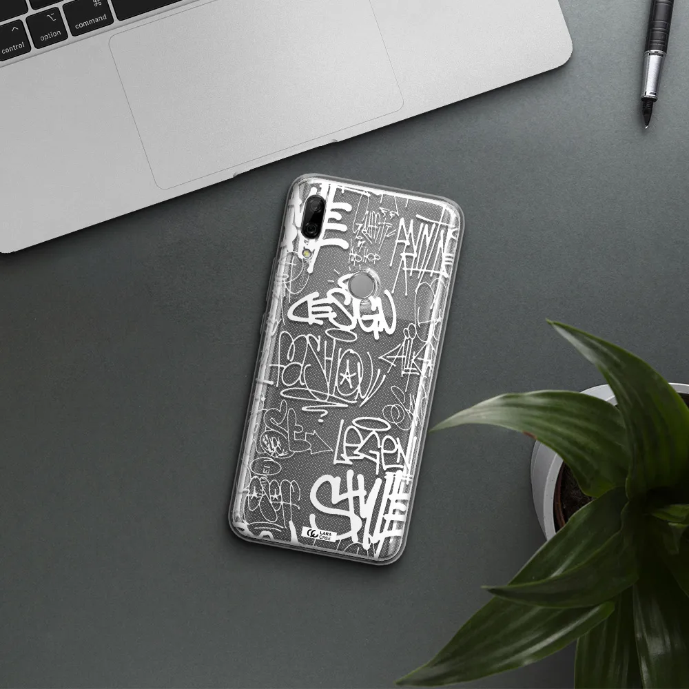 a white background with black and white clouds Huawei P Smart Z Clear TPU Case