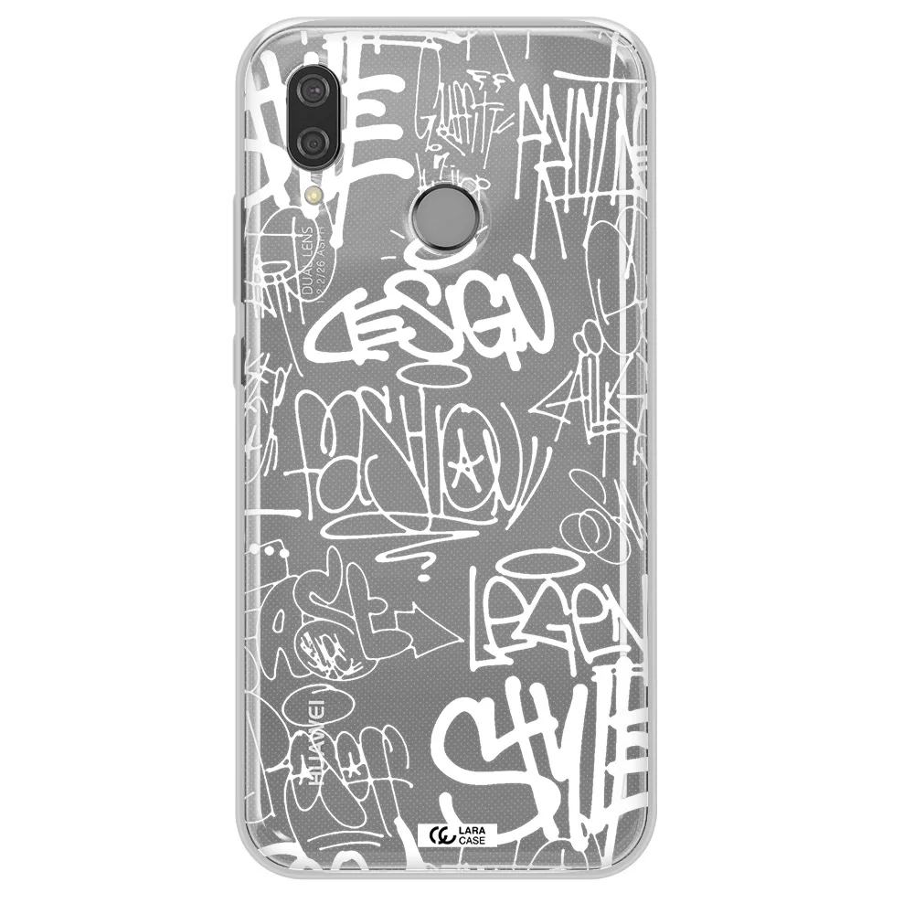 a white background with black and white clouds Huawei P20 Lite Clear TPU Case