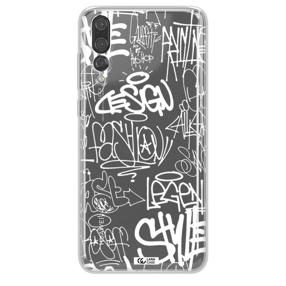 a white background with black and white clouds Huawei P20 Pro Clear TPU Case